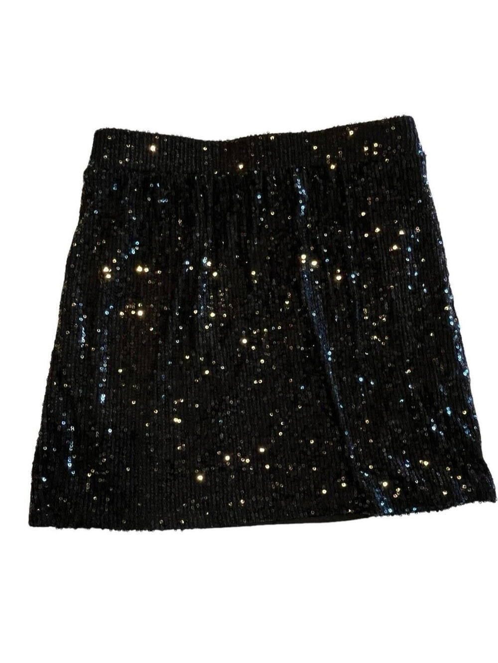 Skirt Love On A Hanger Sequin Pull On Elastic Waist Lined Black Jr Size S  1693